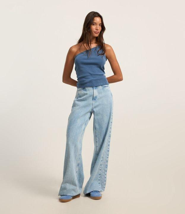 Blusa em Ribana com Um Ombro Só e Efeito Lavada - 1