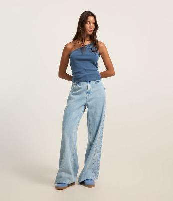 Blusa em Ribana com Um Ombro Só e Efeito Lavada