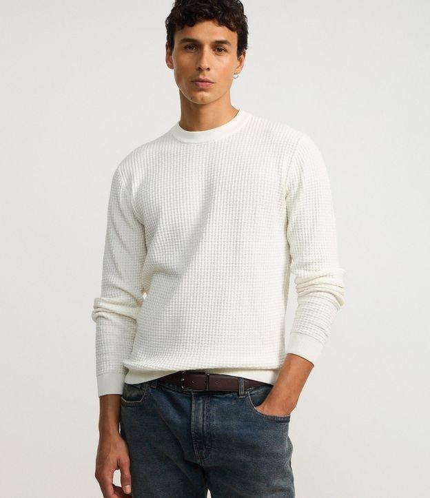 Suéter em Tricô com Textura Quadriculada - 2