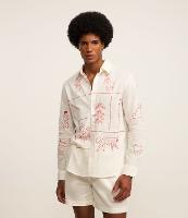 Camisa em Linho com Bordado Fino de Elementos da Natureza - 1