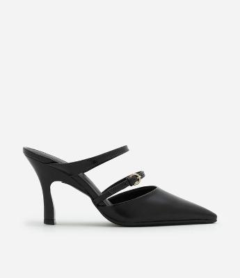 Scarpin Mule com Tira Dupla Fina e Fivela