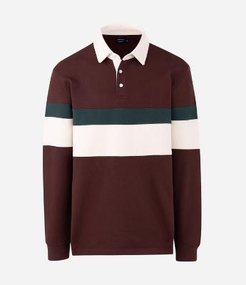 Casaco Moletom com Gola Polo Estampa Bloco de Cor