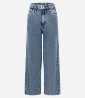 Calça Wide Leg em Jeans com Recorte na Pala - 1