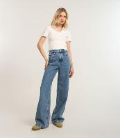 Calça Wide Leg em Jeans com Recorte na Pala - 2