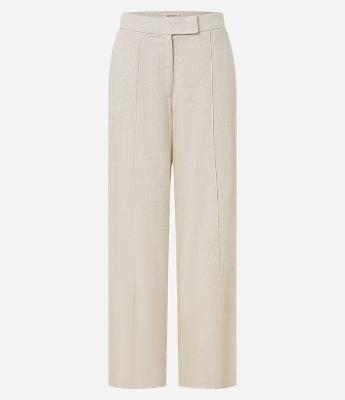 Calça Pantalona em Viscolinho com Friso Frontal