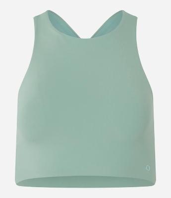 Top Alongado Esportivo em Microfibra com Decote Halter e Costas Cruzadas