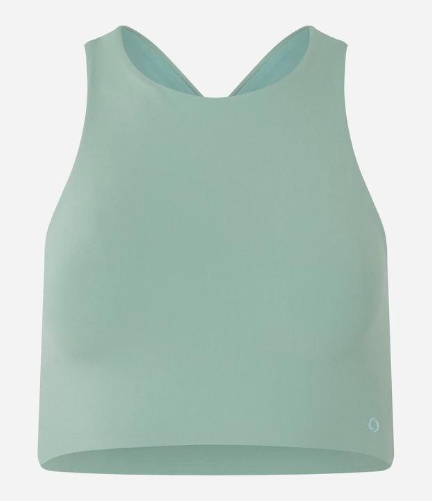 Top Alongado Esportivo em Microfibra com Decote Halter e Costas Cruzadas - 1