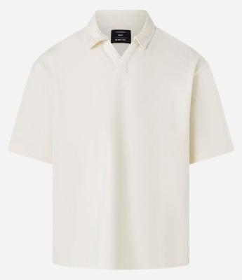 Camiseta Polo Boxy em Algodão com Textura