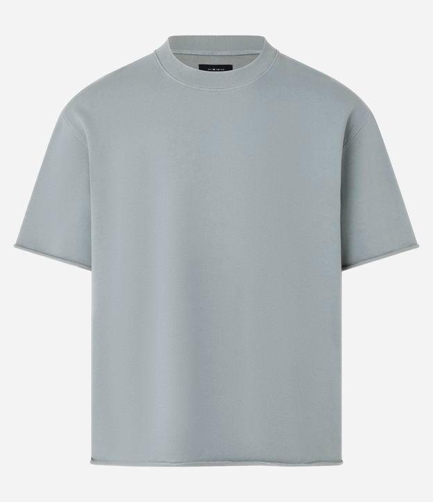 Camiseta Boxy em Moletinho com Barra Cortada a Fio - 1