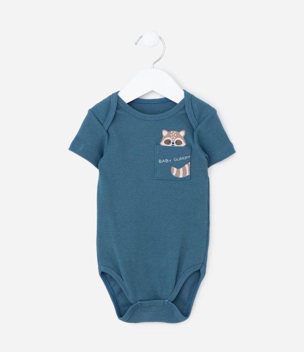 Body Infantil em Ribana com Bolsinho Estampa Bichinho - Tam 0 a 18 meses - 1
