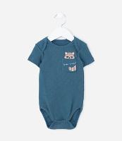 Body Infantil em Ribana com Bolsinho Estampa Bichinho - Tam 0 a 18 meses - 1