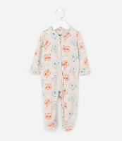 Macacão Infantil em Tricô com Estampa Bichinhos - Tam RN a 18 meses - 1