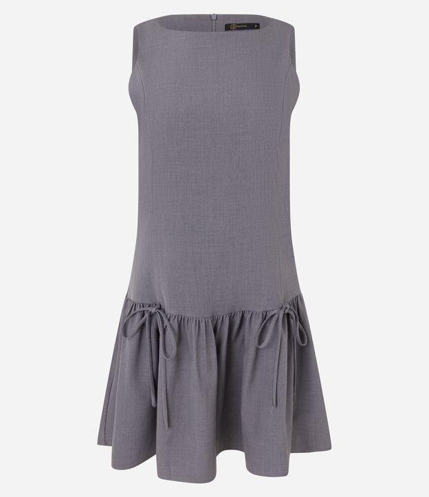 Vestido Evasê Curto em Crepe com Amarração na Barra - 1
