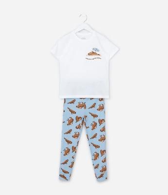 Pijama Infantil em Algodão com Estampa Capivaras - Tam 2 a 14 Anos