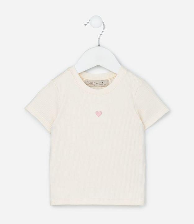 Blusa Infantil Canelada com Bordado Coração - Tam 1 a 6 Anos - 1