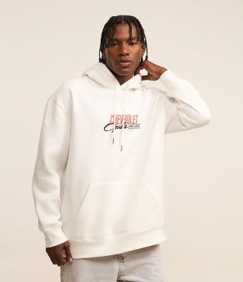 Casaco Relaxed em Fleece com Felpa com Estampa Lettering Carro Chevrolet