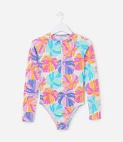 Maiô Infantil com Proteção UV e Estampa Folhagens - Tam 5 a 14 Anos - 1