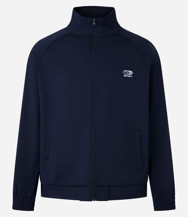 Casaco em Helanca com Bordado Localizado e Listras Contrastantes - 1