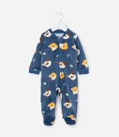 Macacão Infantil em Plush com Estampa de Bichinhos  - Tam RN a 24 meses - 1