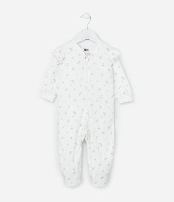 Macacão Infantil em Plush com Babadinhos - Tam 0 a 18 meses