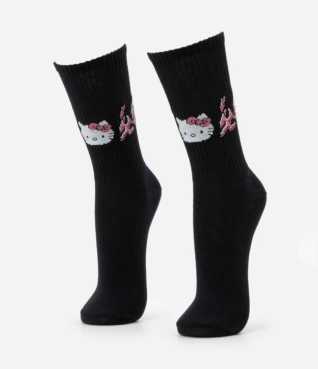 Meia Cano Alto com Estampa Tribal da Hello Kitty - 1