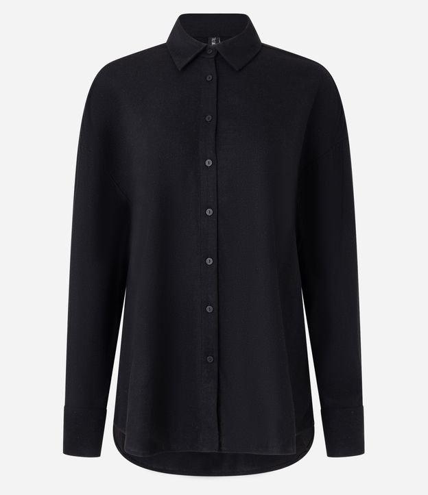 Camisa Alongada em Viscose e Linho com Botões - 1