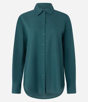 Camisa Alongada em Viscose e Linho com Botões