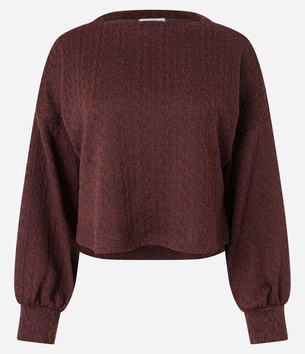 Suéter em Tricô com Ponto Diferenciado eManga Bufante - 1