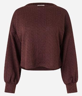 Suéter em Tricô com Ponto Diferenciado eManga Bufante