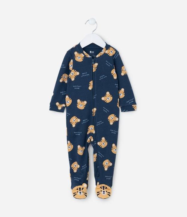 Macacão Infantil em Suedine com Estampa Tigre - Tam RN a 24 meses - 1