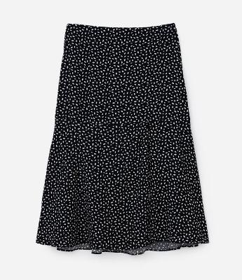 Saia Midi com Fenda e Estampa Poá Curve & Plus Size