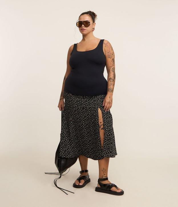 Saia Midi com Fenda e Estampa Poá Curve & Plus Size - 2