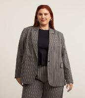 Blazer Alfaiatado com Botão e Riscas de Giz Curve & Plus Size - 1