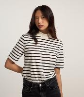 Camiseta em Algodão com Gola Alta e Listras - 1