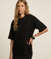 Camiseta Boxy em Algodão com Renda na Barra - 3