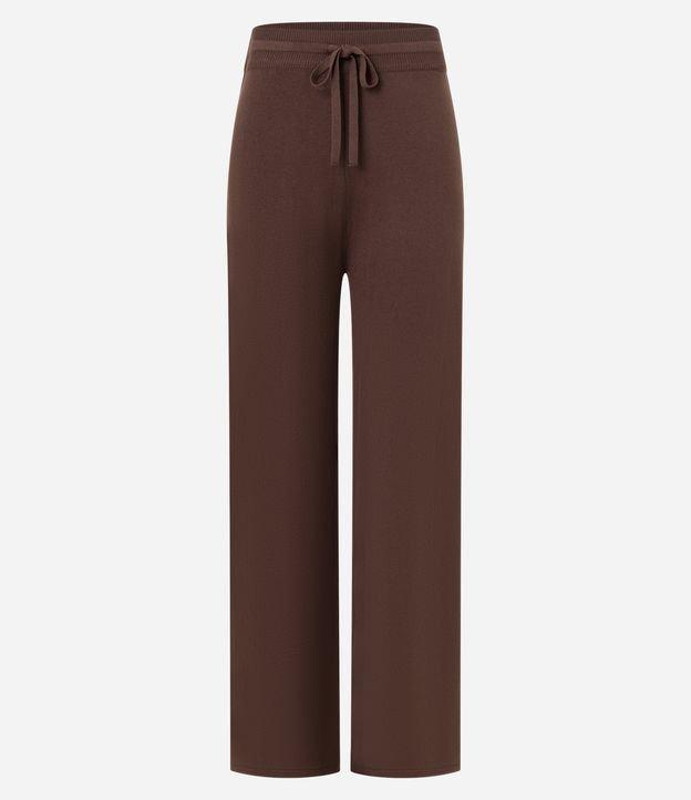 Calça Reta em Tricô com Amarração na Cintura - 1