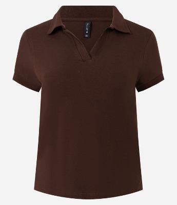 Blusa em Algodão com Gola Polo e Manga Curta