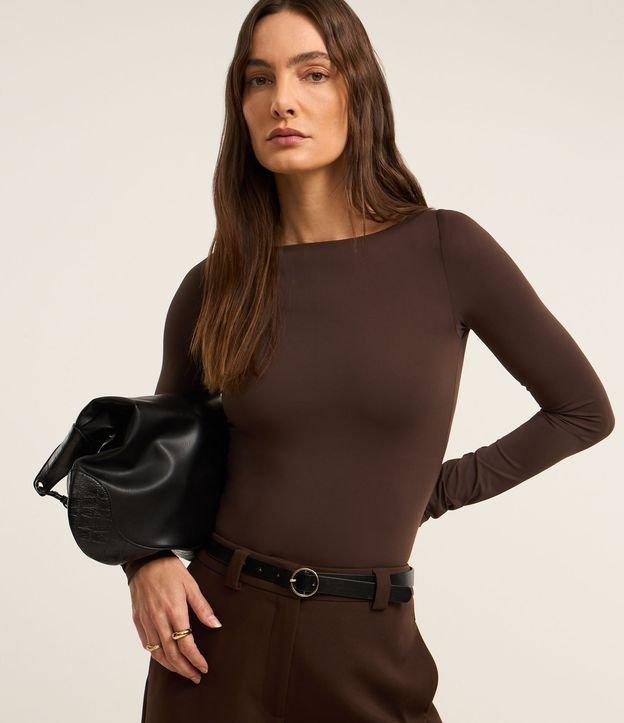 Blusa Regular em Poliamida com Decote Canoa - 3