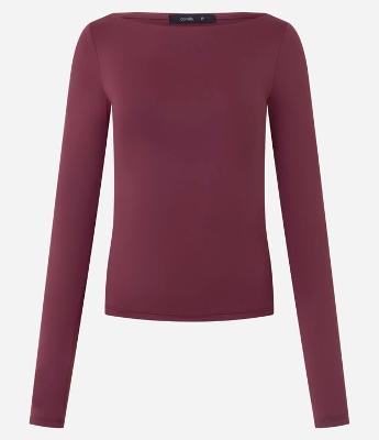 Blusa Regular em Poliamida com Decote Canoa