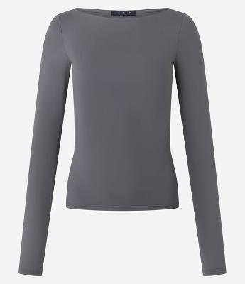 Blusa Regular em Poliamida com Decote Canoa