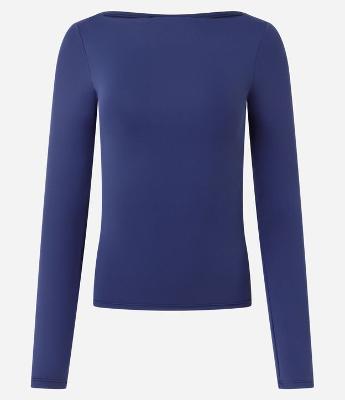 Blusa Regular em Poliamida com Decote Canoa