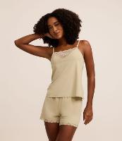 Pijama Short Doll em Microfibra com Renda - 1