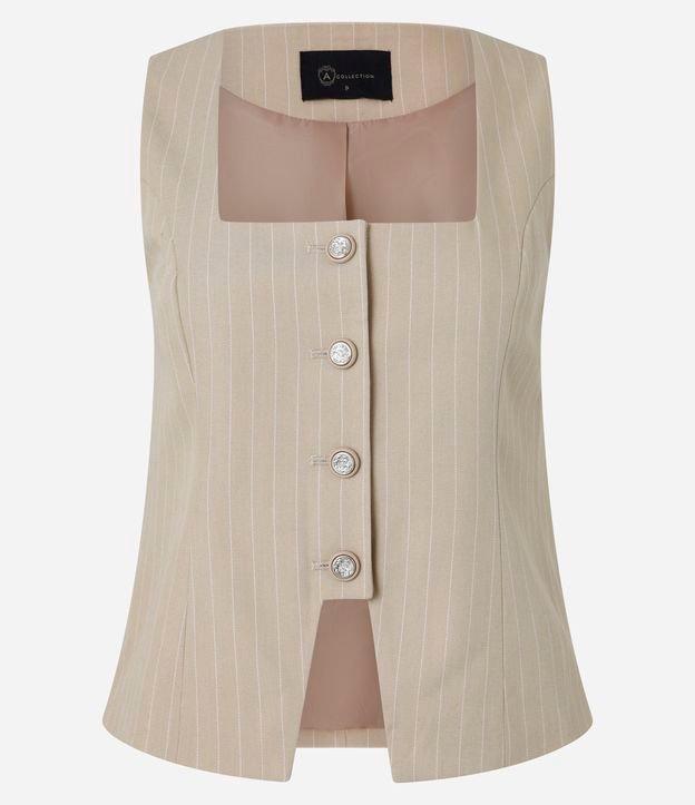 Colete Alfaiatado com Barra Recortada e Riscas de Giz - 1