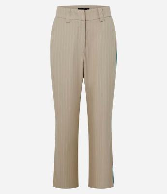 Calça Reta Alfaiatada com Riscas de Giz e Contraste Lateral