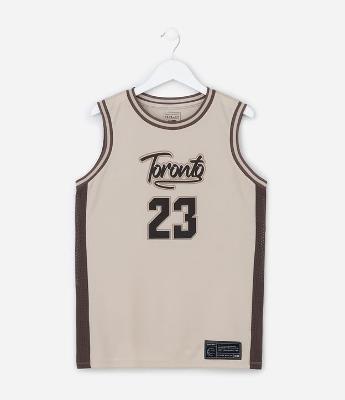 Regata Esportiva Infantil com Estampa Basquete Toronto - Tam 5 a 14 Anos