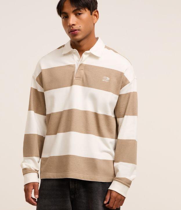 Camisa Polo em Algodão com Estampa de Listras e Lettering - 2