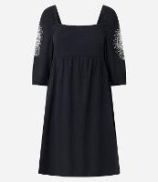 Vestido Curto Texturizado com Bordado Floral - 1