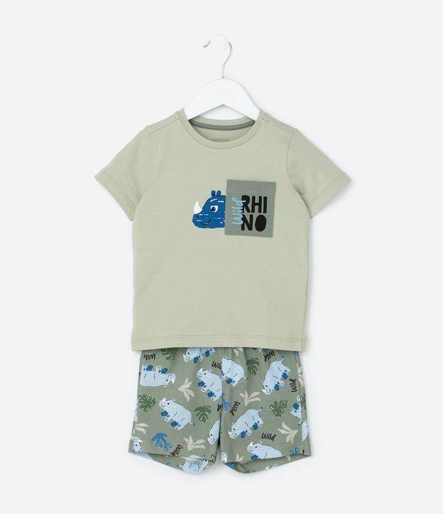 Pijama Infantil com Bolsinho e Estampa Rinoceronte - Tam 2 a 4 Anos - 1