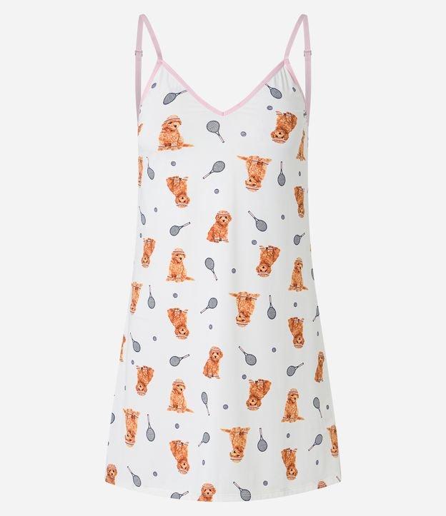 Camisola de Alcinha em Microfibra com Estampa de Cachorro Tenista - 1