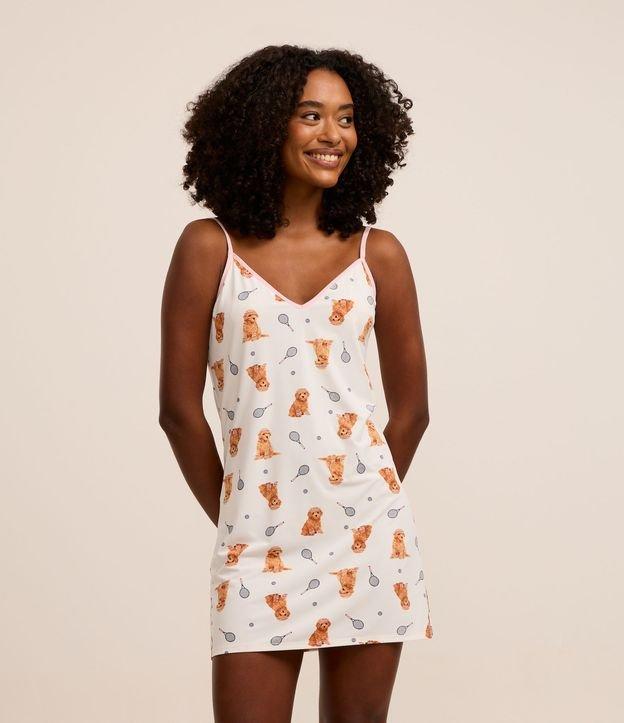 Camisola de Alcinha em Microfibra com Estampa de Cachorro Tenista - 2